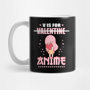 V is for Anime funny Valentine day Mug